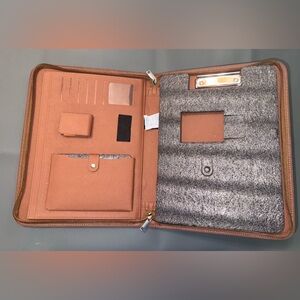 Brown Portfolio Business A4 Padfolio with Zipper and Handle, New